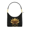 Square Hobo BagLuxury Leather Shoulder Bag – Gold Lotus & Infinity Des