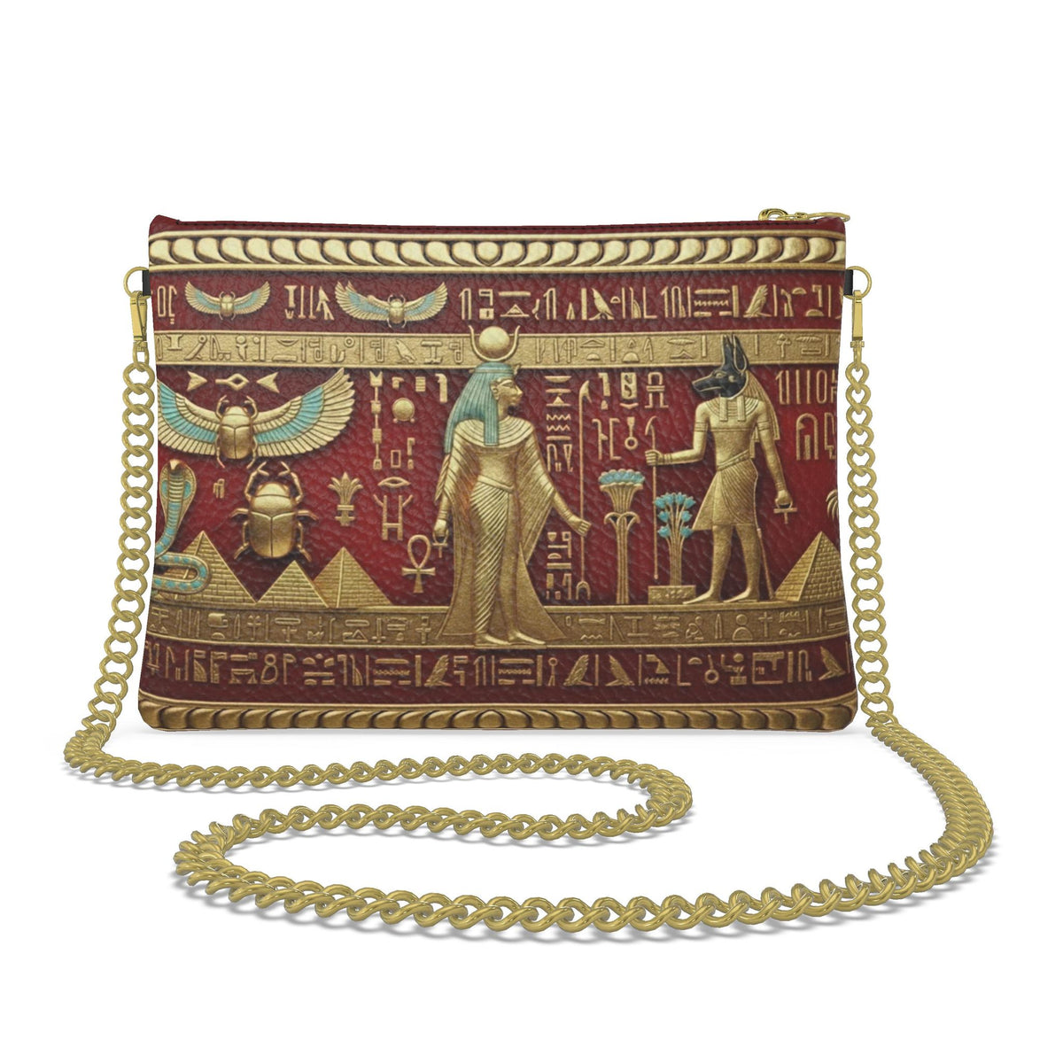 Crossbody Bag With Chain Pharaoh Red Leather Crossbody Bag | Isis