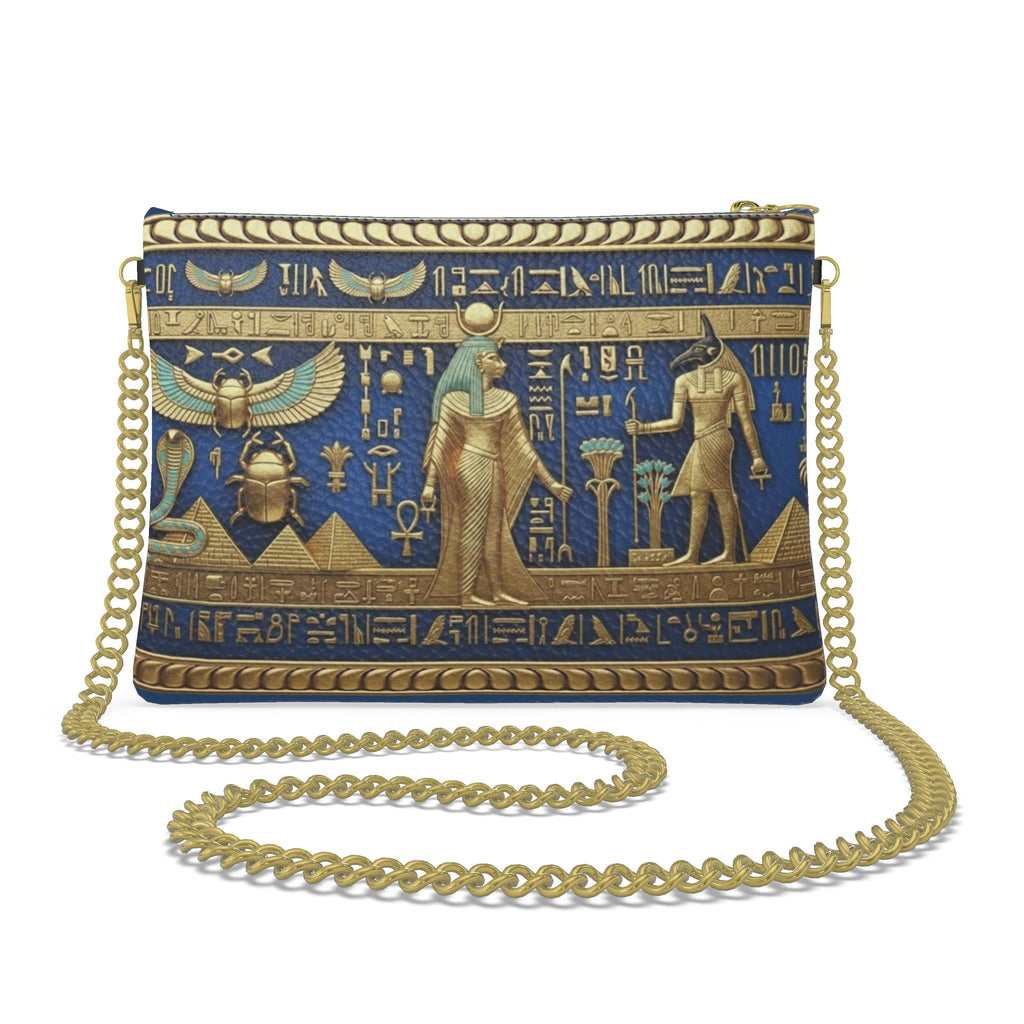 Crossbody Bag With Chain Isis & Anubis Egyptian Luxury Leather Bag