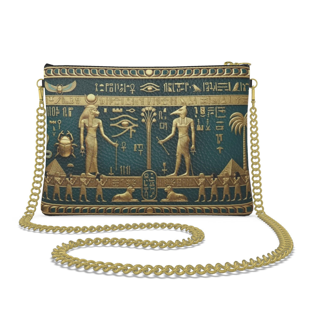 Emerald Green Pharaoh Bag | Isis & Ra Gold Artwork | Egyptian Deities