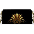 Kenway Black Evening Bag | Lotus & Infinity Gold Artwork | Nappa Leath