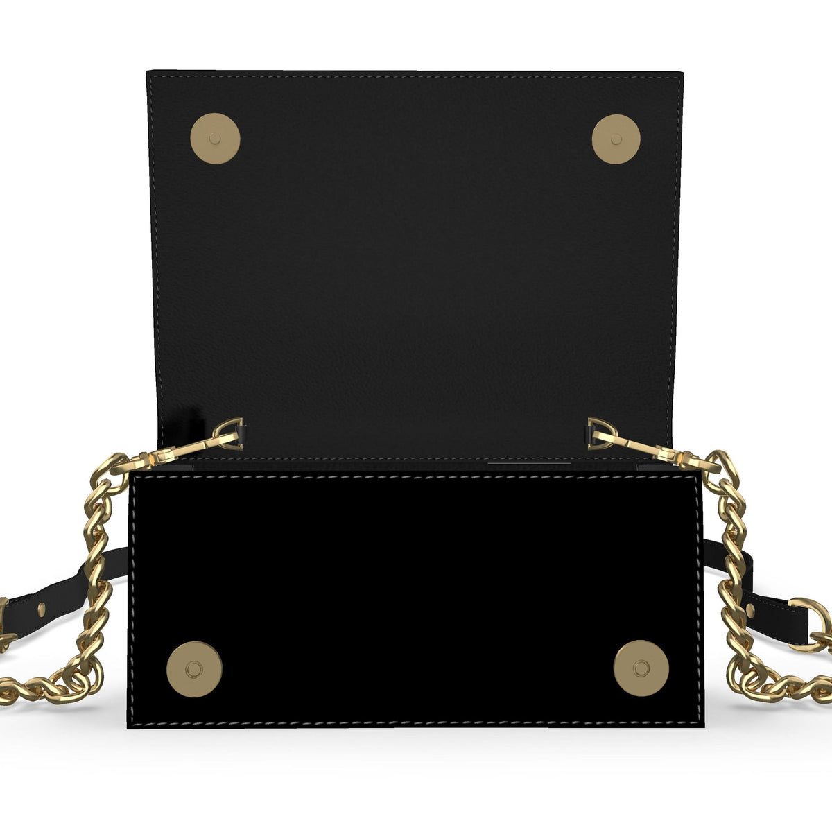 Kenway Black Evening Bag | Lotus & Infinity Gold Artwork | Nappa Leath