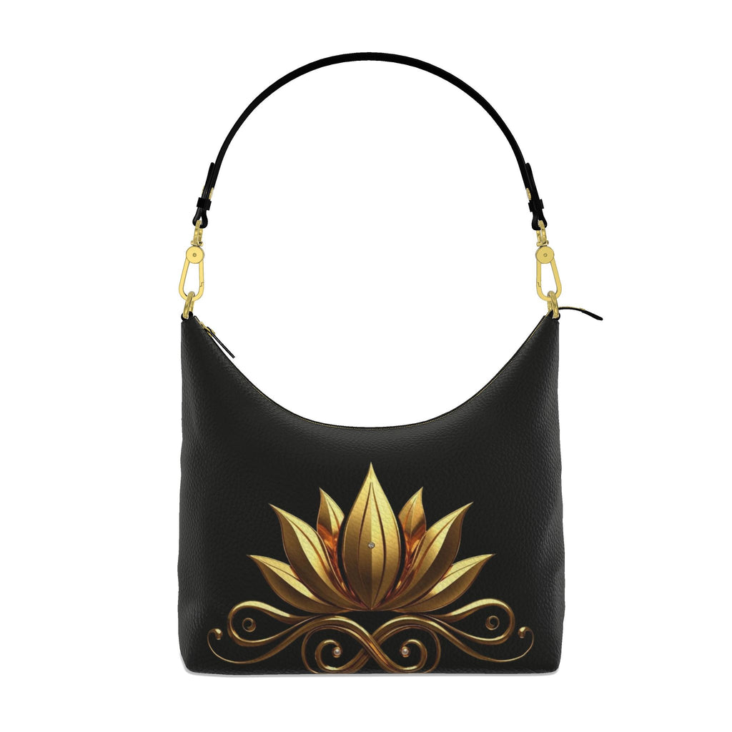 Square Hobo Bag Golden Lotus Square Hobo Bag – Elegant Floral Design