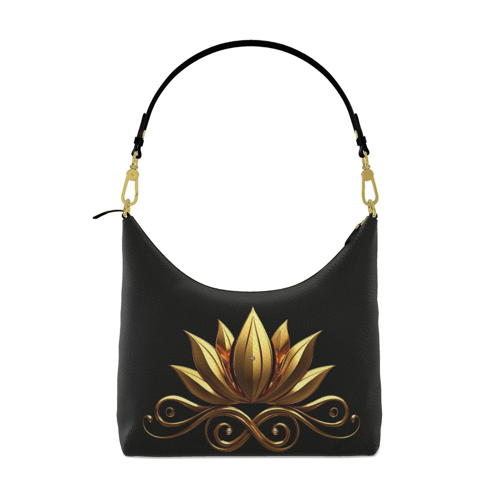 Square Hobo Bag Golden Lotus Square Hobo Bag – Elegant Floral Design