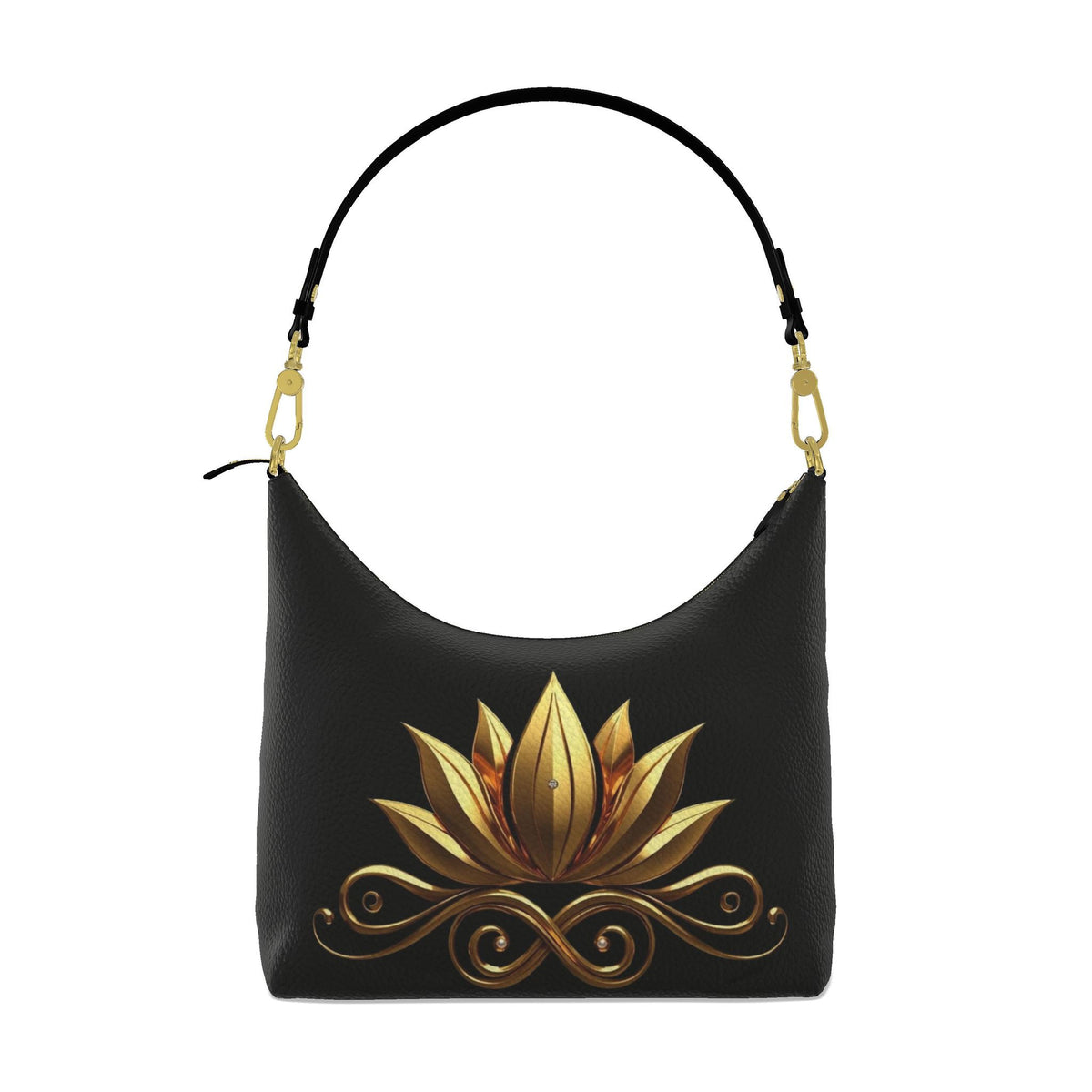 Square Hobo Bag Golden Lotus Square Hobo Bag – Elegant Floral Design
