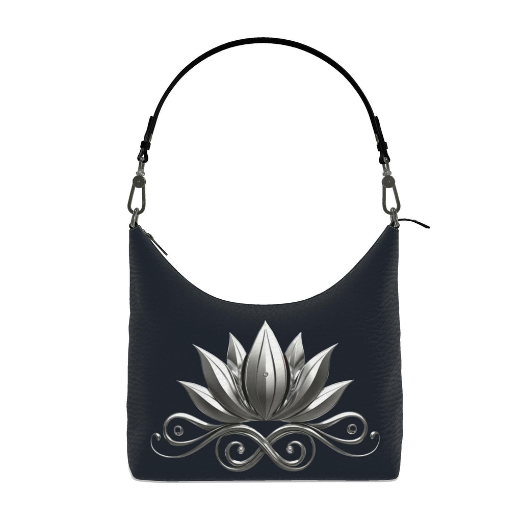 Square Hobo Bag Silver Lotus Square Hobo Bag – Elegant Floral Design