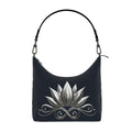 Square Hobo Bag Silver Lotus Square Hobo Bag – Elegant Floral Design
