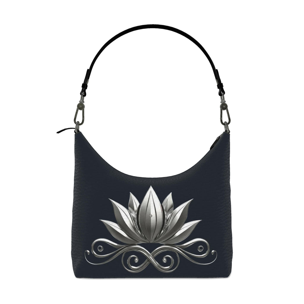 Square Hobo Bag Silver Lotus Square Hobo Bag – Elegant Floral Design