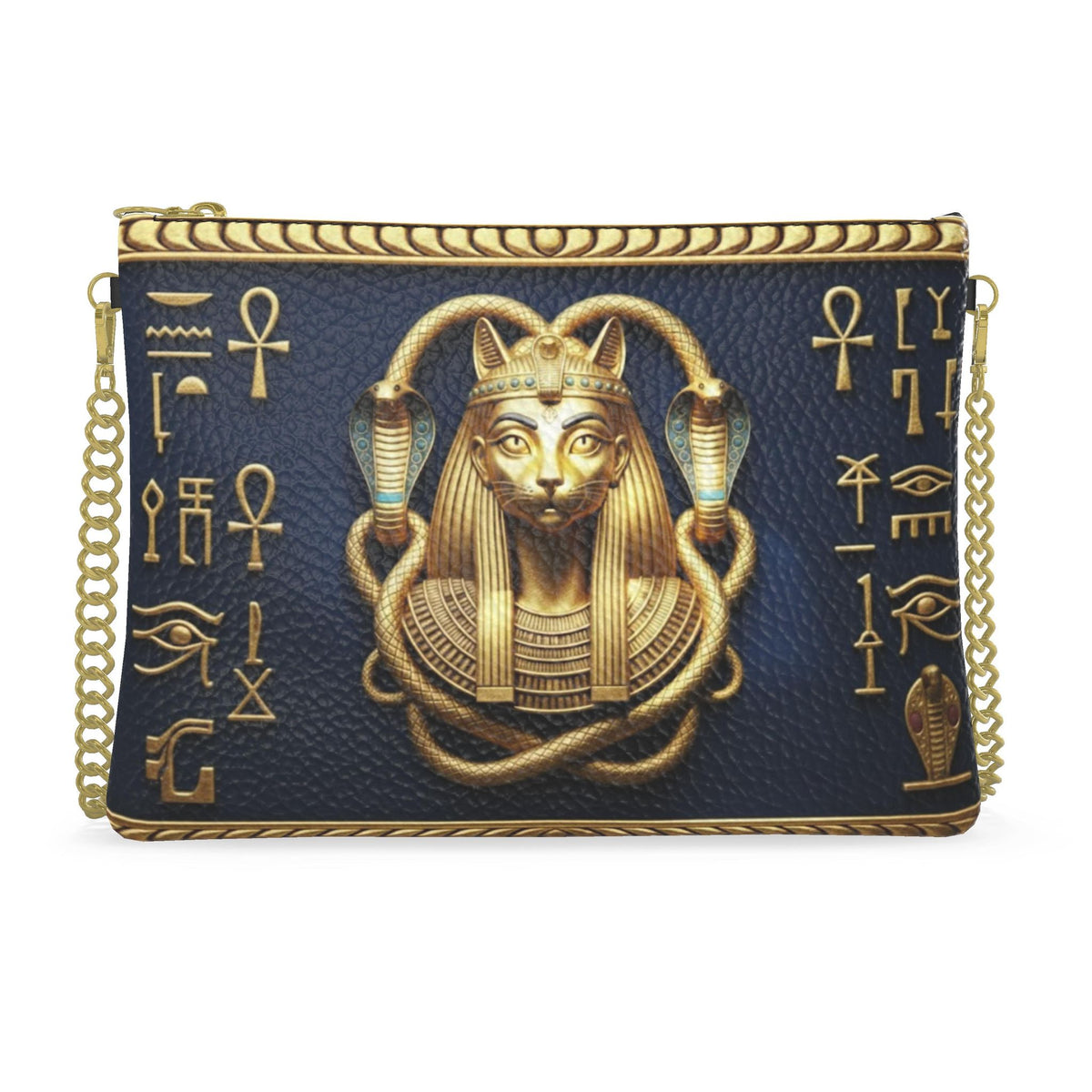 Crossbody Bag With Chain Navy Pastel Crossbody Bag  Gold Frame Elegant