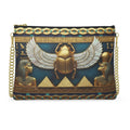 Luxury Egyptian Blue Scarab Leather Bag | Sacred Ankh