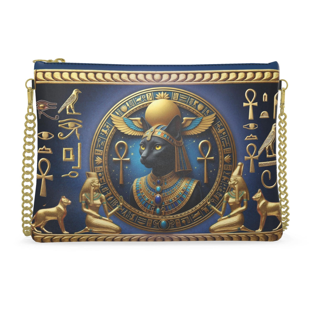 The Queen’s Legacy: Egyptian Bastet Crossbody Bag With Chain