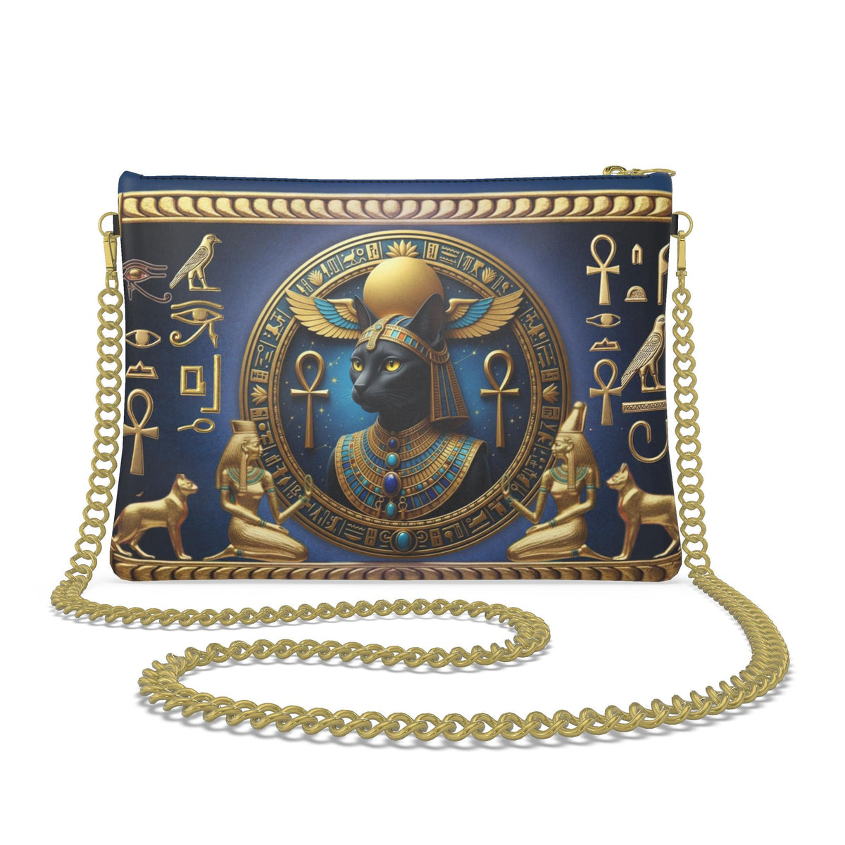 The Queen’s Legacy: Egyptian Bastet Crossbody Bag With Chain