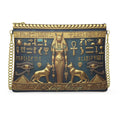 Bastet Guardian Goddess: Midnight Blue & Gold Crossbody Bag With Chain