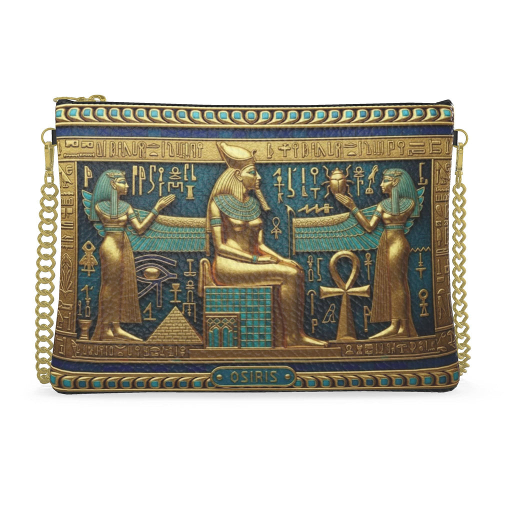 Osiris Eternal Throne: Gold & Turquoise Royal Crossbody Bag With Chain