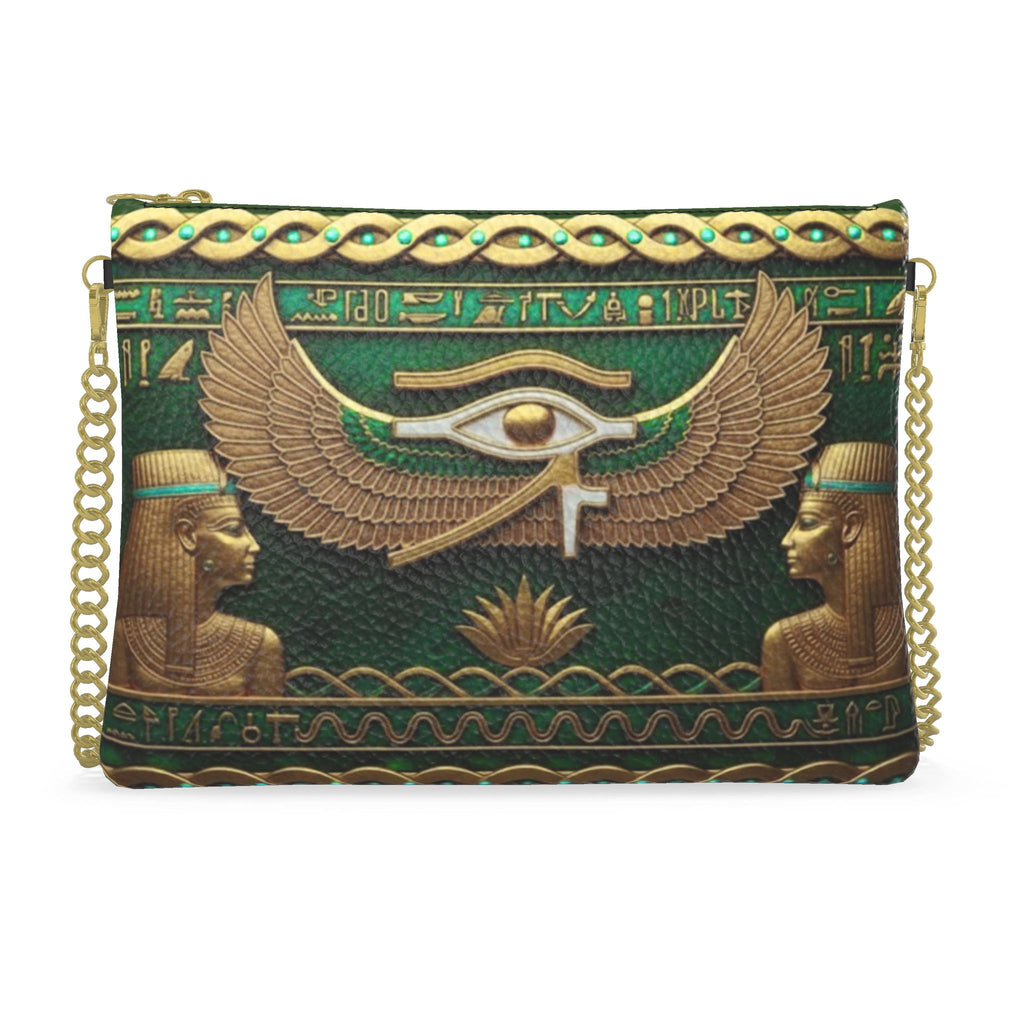 Emerald Eye of Horus: Winged Protection LuxuryCrossbody Bag With Chain