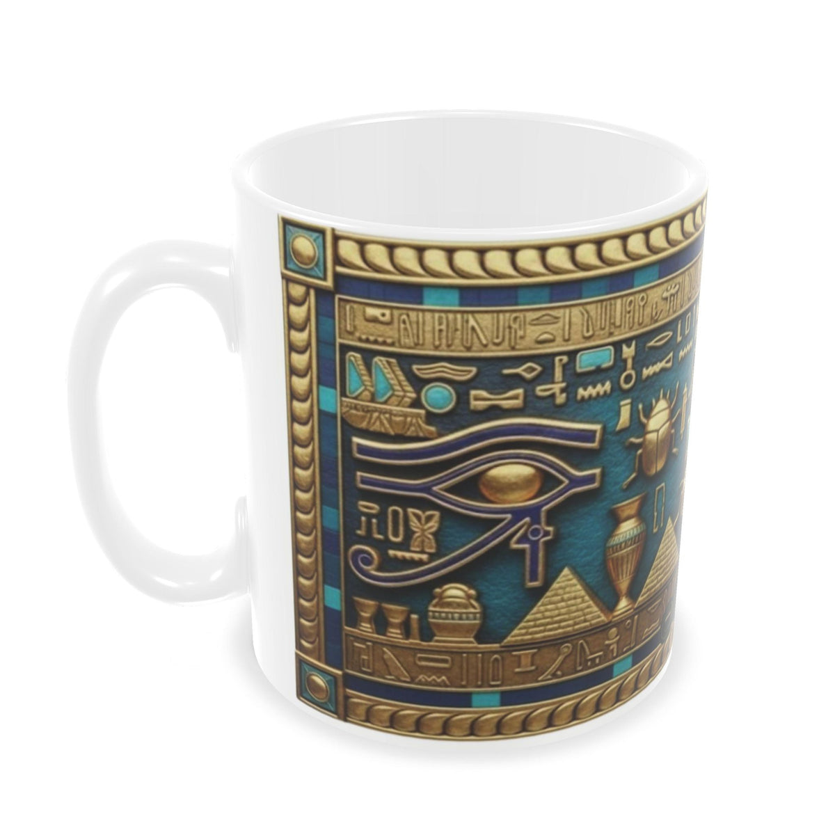 Egyptian Heritage Ceramic Mug – Turquoise & Gold Nile Builders Mugs