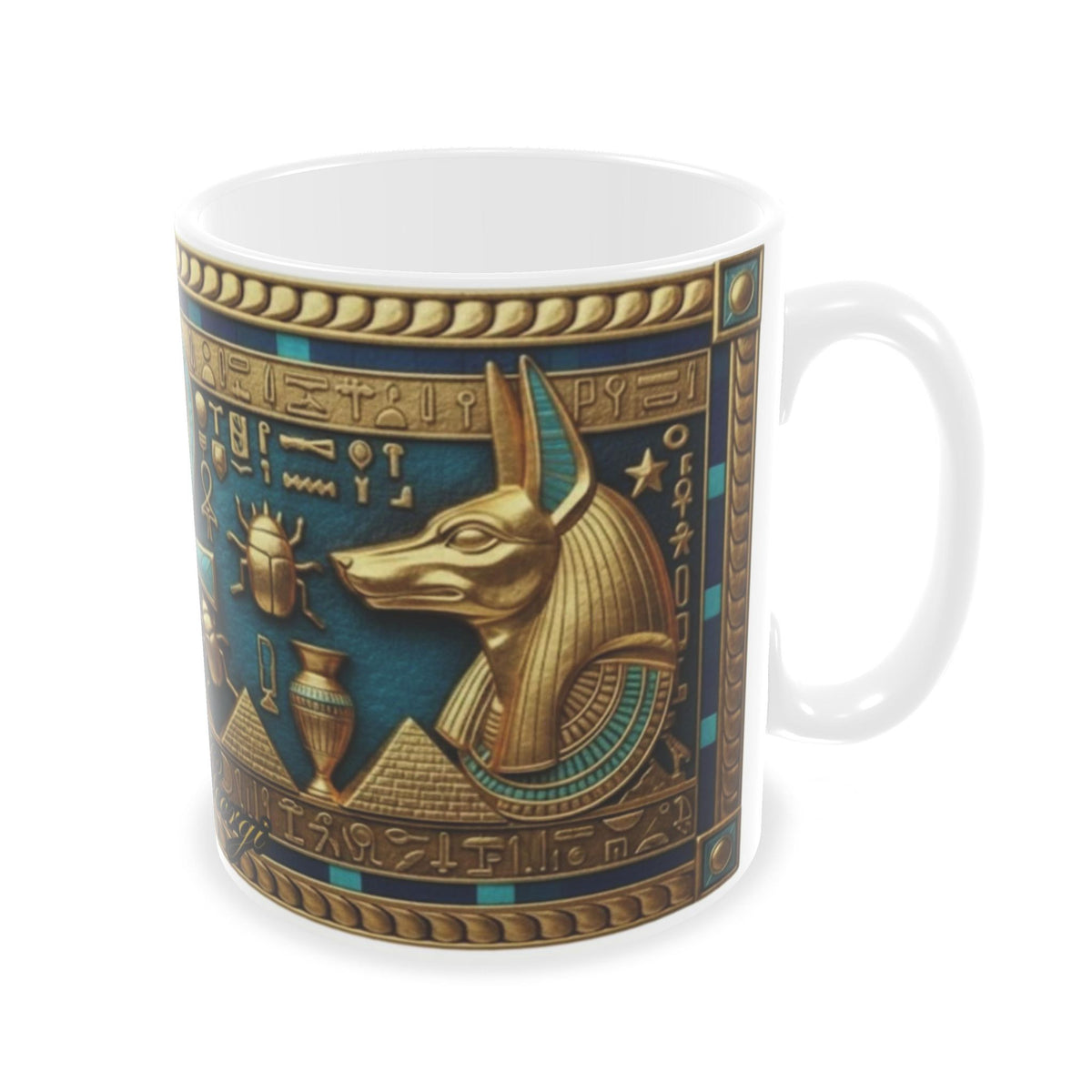 Egyptian Heritage Ceramic Mug – Turquoise & Gold Nile Builders Mugs