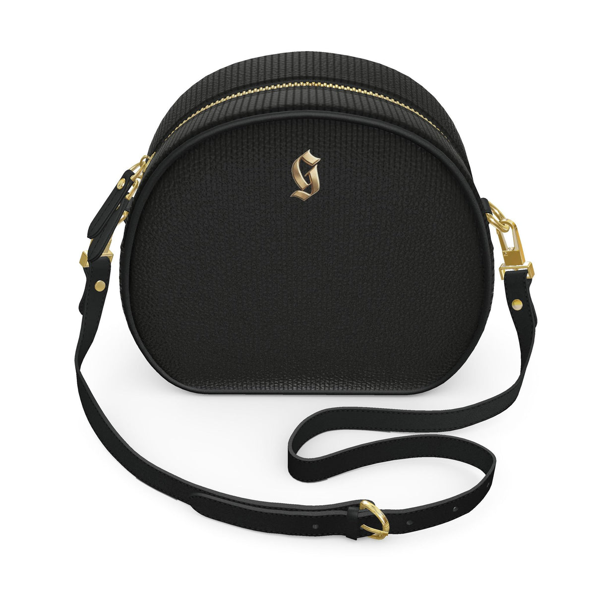 Round Box Bag Black Nappa Leather Circle Bag, Handmade in UK