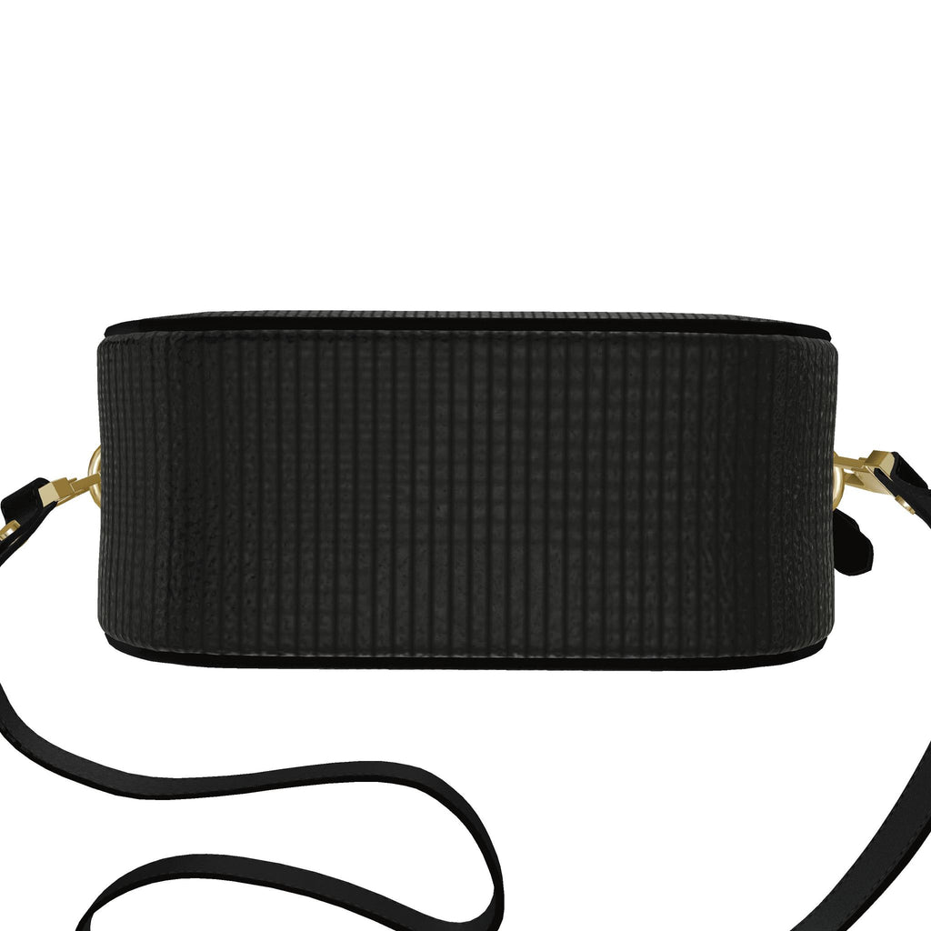 Round Box Bag Black Nappa Leather Circle Bag, Handmade in UK