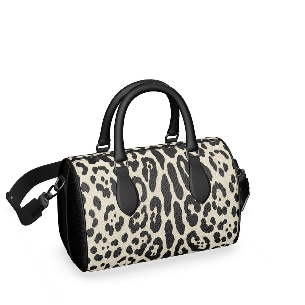 Mini Tiger Print Leather Barrel Bag, Women's Luxury Boston Bag, Nappa