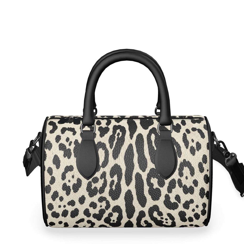 Mini Tiger Print Leather Barrel Bag, Women's Luxury Boston Bag, Nappa