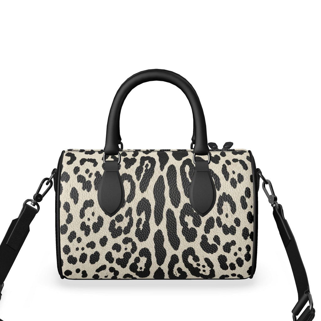Mini Tiger Print Leather Barrel Bag, Women's Luxury Boston Bag, Nappa