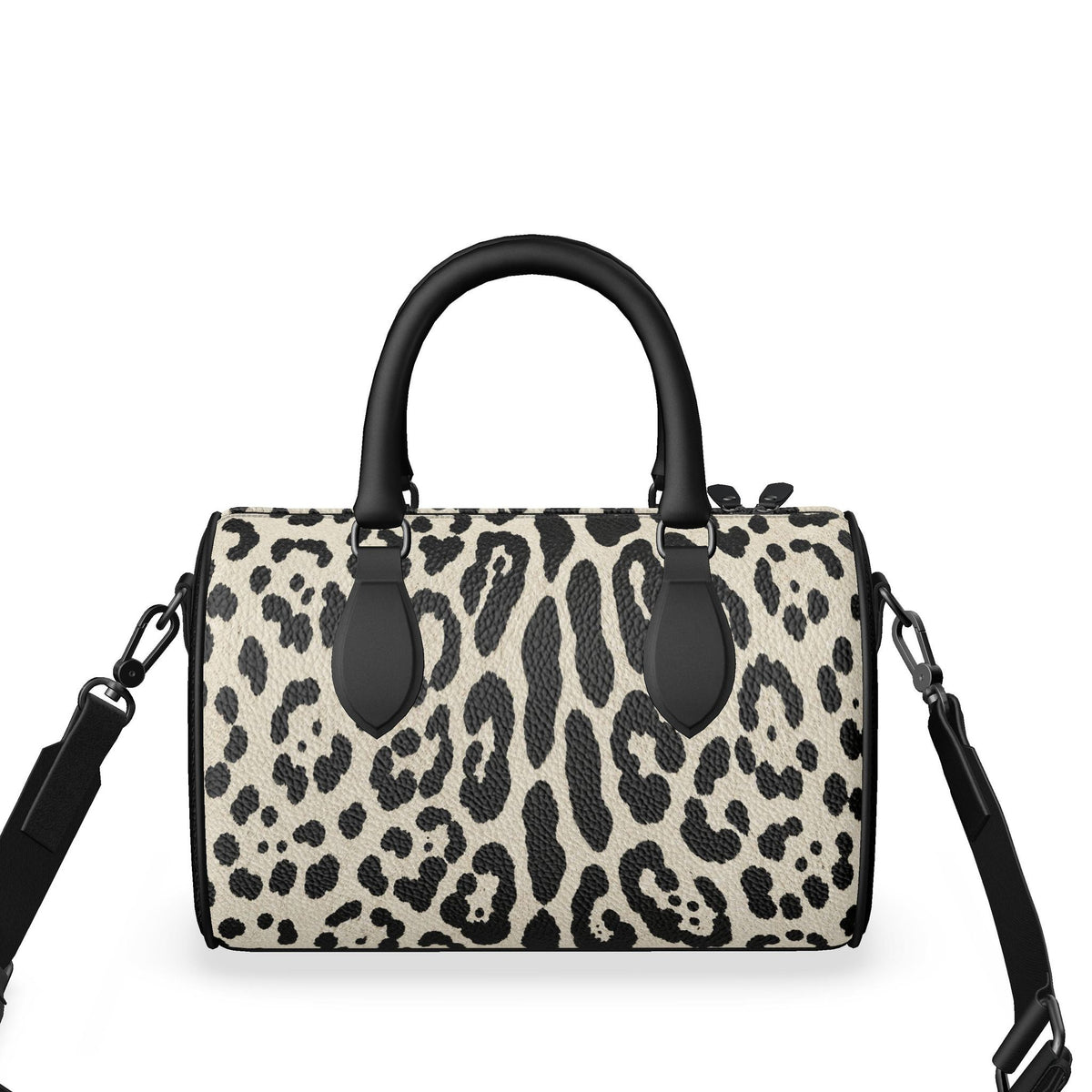Mini Tiger Print Leather Barrel Bag, Women's Luxury Boston Bag, Nappa